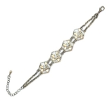 Crystal Bracelet Antique Finish 003 --  4mm Round Cubic Zirconia in Yellow Topaz with Yellowish Antique Bronze Finish