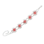 Crystal Bracelet Silver 002 -- Swarovski Crystals in Red with Polished Silver Finish