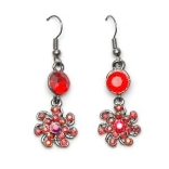Crystal Earrings Antique 004 (Stud) --  Swarovski Crystals in Red with Polished Black Finish