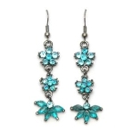 Crystal Earrings Antique 007 (Stud) --  Swarovski Crystals in Aqua with Polished Black Finish