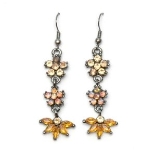 Crystal Earrings Antique 009 (Stud) --  Swarovski Crystals in Topaz Yellow with Polished Black Finish