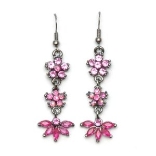 Crystal Earrings Antique 012 (Stud) --  Swarovski Crystals in Magenta with Polished Black Finish