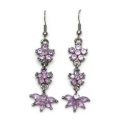 Crystal Earrings Antique 013 (Stud) --  Swarovski Crystals in Purple with Polished Black Finish