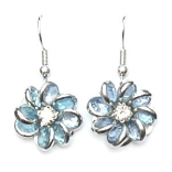 Crystal Earrings 022 (Stud) --  Swarovski Crystals in Aqua with Polished Silver Finish