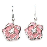 Crystal Earrings 024 (Stud) --  Swarovski Crystals in Pink with Polished Silver Finish