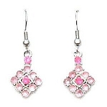 Crystal Earrings 026 (Stud) --  Swarovski Crystals in Pink with Polished Silver Finish