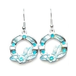 Crystal Earrings 027 (Stud) --  Swarovski Crystals in Aqua with Polished Silver Finish