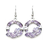 Crystal Earrings 030 (Stud) --  Swarovski Crystals in Purple with Polished Silver Finish