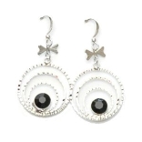 Crystal Earrings 032 (Stud) --  Swarovski Crystals in Black with Polished Silver Finish