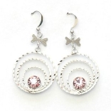 Crystal Earrings 033 (Stud) --  Swarovski Crystals in Pink with Polished Silver Finish