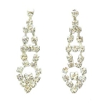 Crystal Earrings 043 (Clip) --  Clear Swarovski Crystals with Polished Silver Finish
