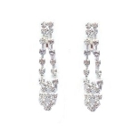 Crystal Earrings 046 (Clip) --  Clear Swarovski Crystals with Polished Silver Finish