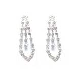 Crystal Earrings 047 (Clip) --  Clear Swarovski Crystals with Polished Silver Finish