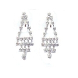 Crystal Earrings 049 (Clip) --  Clear Swarovski Crystals with Polished Silver Finish