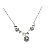 Crystal Necklace Antique 002 --  Clear Cubic Zirconia and Swarovski Crystals with Antique and Polished Black Finish
