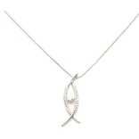 Crystal Necklace Silver 003 -- Clear Cubic Zirconia and Swarovski Crystals with Chain in Silver Polished Finish