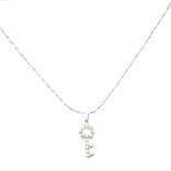 Crystal Necklace Silver 004 -- Clear Cubic Zirconia  with Chain in Silver Polished Finish