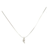 Crystal Necklace Silver 008 -- Clear Cubic Zirconia  with Chain in Silver Polished Finish
