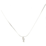Crystal Necklace Silver 009 -- Clear Cubic Zirconia  with Chain in Silver Polished Finish