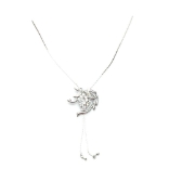 Crystal Necklace Silver 012 -- Clear Cubic Zirconia  with Chain in Silver Polished Finish