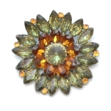 Crystal Jewelry Pin 006 --  Swarovski Crystals in Brown and Dark Green