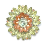 Crystal Jewelry Pin 008 --  Swarovski Crystals in Brown and Aqua