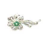 Crystal Jewelry Pin Silver 001 --  Swarovski Crystals and Cubic Zirconia in Green and Aqua with Polished Silver Finish