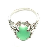 Gemstone Ring 044-9 -- Oval Faux Gemstone in Turquoise Color with Polished Silver Finish