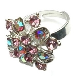 Crystal Ring 010 -- Swarovski Crystals in Purple with Polished Silver Finish