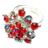 Crystal Ring 011 -- Swarovski Crystals in Red with Polished Silver Finish
