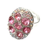 Crystal Ring 014 -- Swarovski Crystals in Magenta with Polished Silver Finish