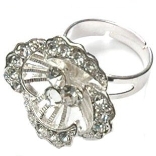 Sterling Silver Crystal Ring 022 -- Cubic Zirconia with Polished Silver Finish