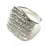 Sterling Silver Crystal Ring 027 -- Cubic Zirconia with Polished Silver Finish