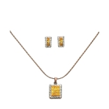 Crystal Necklace Earrings Set Antique 010 -- Clear Cubic Zirconia Amber Swarovski Crystals with Brownish Antique Bronze Finish