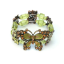 Crystal Bracelet CP 001 -- Colorful Butterfly Stretch Bracelet with Brownish Antique Bronze Finish