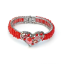 Crystal Bracelet CP 002 -- Red Heart Bangle Bracelet with Polished Silver Finish