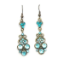Crystal Earrings Antique 006 (Stud) --  Swarovski Crystals in Aqua with Yellowish Antique Bronze Finish (SKU: CrystalEarringsAntique006)