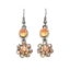 Crystal Earrings Antique 010 (Stud) --  Swarovski Crystals in Orange with Polished Black Finish