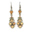 Crystal Earrings Antique 011 (Stud) --  Swarovski Crystals in Orange with Yellowish Antique Bronze Finish