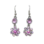Crystal Earrings Antique 014 (Stud) --  Swarovski Crystals in Purple with Polished Black Finish (SKU: CrystalEarringsAntique014)