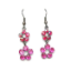 Crystal Earrings Antique 016 (Stud) --  Swarovski Crystals in Red and Magenta with Polished Black Finish