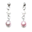 Crystal Earrings 017 (Stud) --  Pink Faux Pearl with Cute Small Hands in Polished Silver Finish (SKU: CrystalEarrings017)