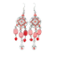Crystal Earrings 028 (Stud) --  Swarovski Crystals and Faux Gemstone in Red with Polished Silver Finish