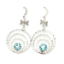Crystal Earrings 031 (Stud) --  Swarovski Crystals in Auqa with Polished Silver Finish (SKU: CrystalEarrings031)