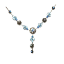Crystal Necklace Antique 001 -- Blue and Clear Swarovski Crystals with Polished Black Finish (SKU: CrystalNecklaceAntique001)