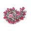 Crystal Jewelry Pin Antique 001 --  Swarovski Crystals in Pink and Red with Polished Black Finish (SKU: CrystalPinAntique001)