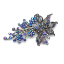 Crystal Jewelry Pin Antique 002 --  Swarovski Crystals in Blue and Magenta with Polished Black Finish (SKU: CrystalPinAntique002)
