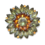 Crystal Jewelry Pin 006 --  Swarovski Crystals in Brown and Dark Green (SKU: CrystalPin006)