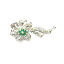 Crystal Jewelry Pin Silver 001 --  Swarovski Crystals and Cubic Zirconia in Green and Aqua with Polished Silver Finish (SKU: CrystalPinSilver001)