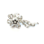 Crystal Jewelry Pin Silver 003 --  Clear Cubic Zirconia and Black Swarovski Crystals with Polished Silver Finish (SKU: CrystalPinSilver003)